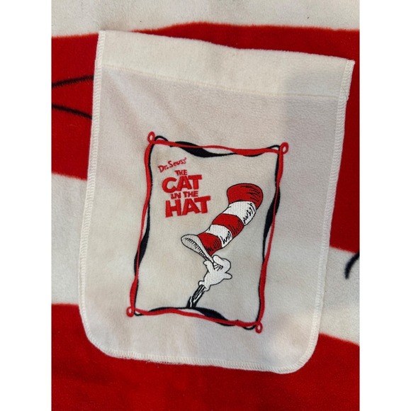 Dr. Seuss The Cat in the Hat Movie Throw Blanket Red White Fleece Official - Picture 4 of 7
